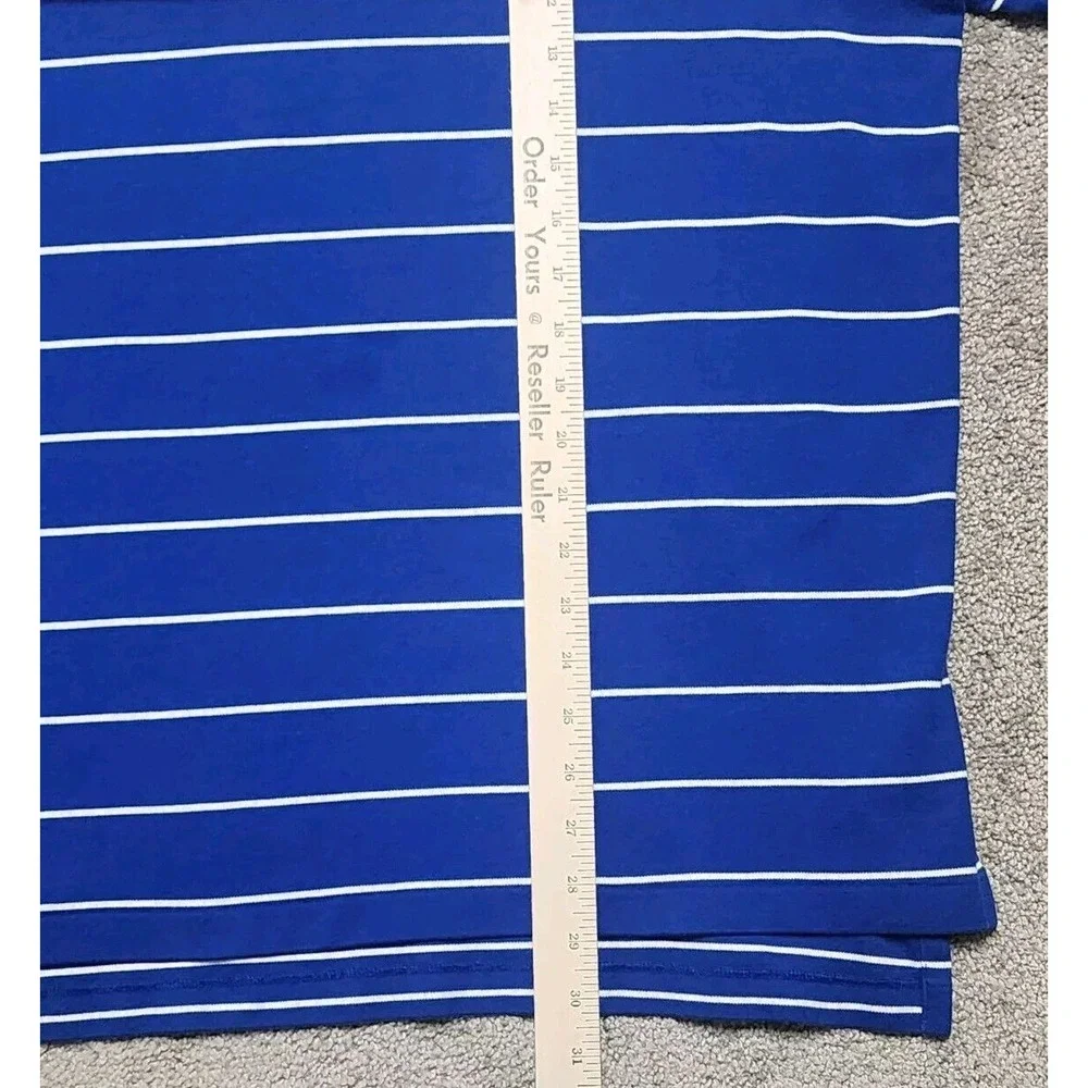 Vintage Polo Ralph Lauren Pique Polo Shirt‎ Mens XL Blue Striped RL Polo Logo